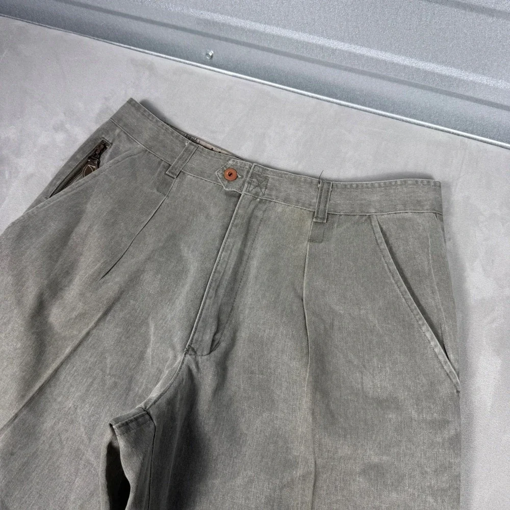 90s Mens Bugle Boy Acid Wash Pleated Tapered Chino Pants 34M